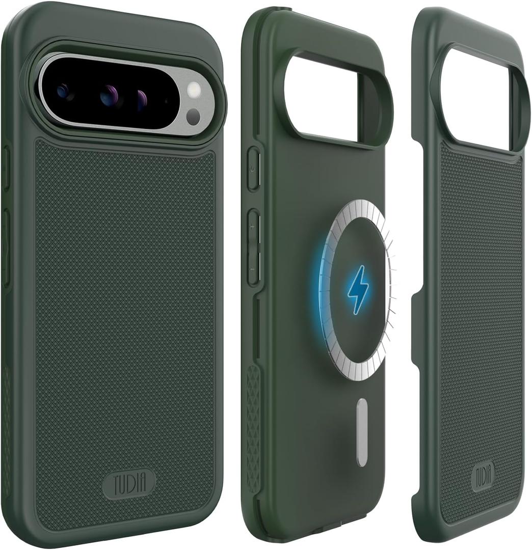 TUDIA MergeGrip [Magsafe Compatible] Designed for Google Pixel 9 Pro XL Case 2024, [Military Grade] Dual Layer Shockproof Slim Non-Slip Heavy Duty Protective Phone Cases - Pine Green