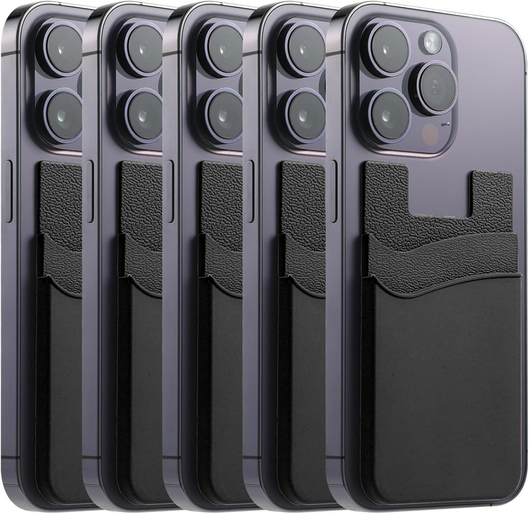 2 x BIAJIYA Card Holder for Back of Phone, Pouch Silicone Wallet Sleeve Pocket Stick-on ID Credit Card for All Smartphones (Black*5) 2 x BIAJIYA Card Holder for Back of Phone, Pouch Silicone Wallet Sleeve Pocket Stick-on ID Credit Card for All Smartphones (Black*5)