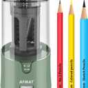AFMAT Electric Pencil Sharpener, Auto Stop, Super Sharp & Fast, Electric Pencil Sharpener Plug in for 6-12mm No.2/Colored Pencils/Office/Home PS94 (Green)
