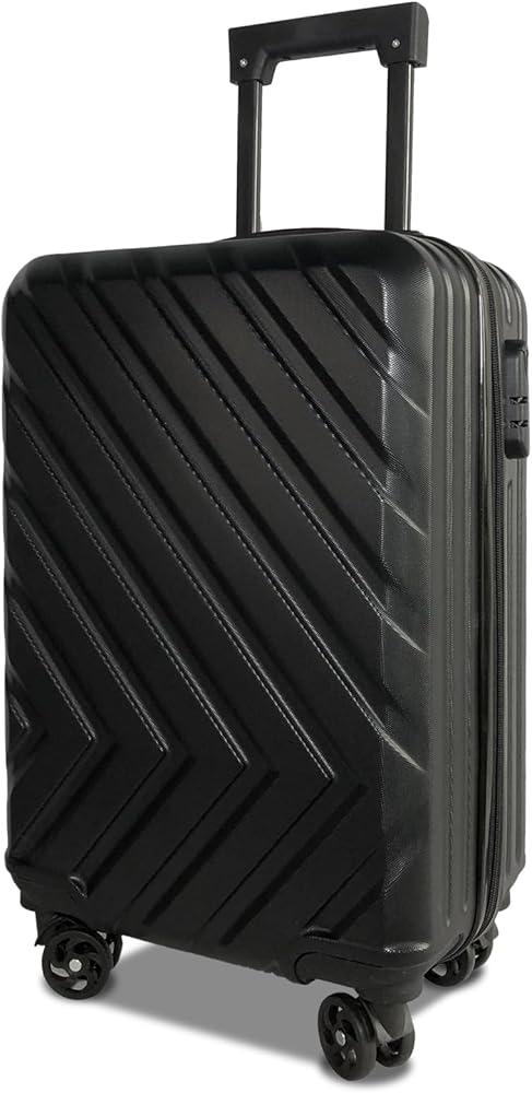 20" Modern Design caryy-on luggage with wheels ABS Luggage 4 Carry On Suitcase Trolley Case Lightweight (Black, 20inch)