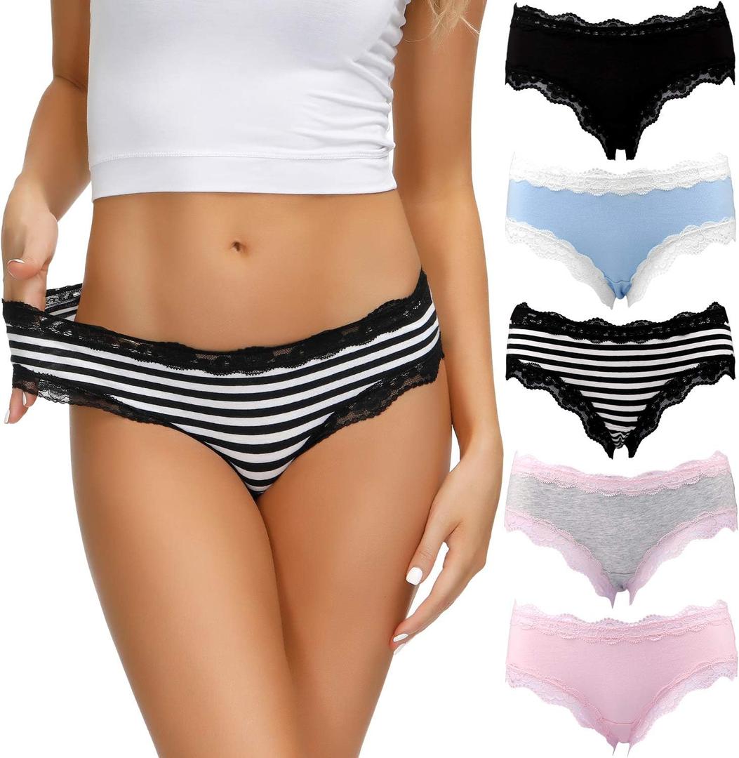 LYYTHAVON Womens Underwear Soft Breathable Cotton Brief Ladies Panties 5-Pack (X-Large)