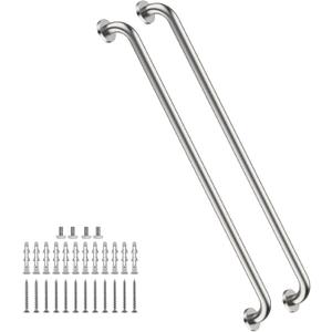 2 Pack 40 Inch Shower Grab Bars Satin Brushed Nickel, ZUEXT SUS304 Stainless Steel Bathroom Shower Balance Bar, Safety Hand Rail Support,Handicap Elderly Senior Assist Bath Grab Handle(1.25" Diameter)