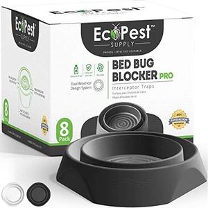 ECOPEST Bed Bug Interceptors – 4 Pack | Bed Bug Blocker (Pro) Interceptor Traps (Black) | Insect Trap, Monitor, and Detector for Bed Legs