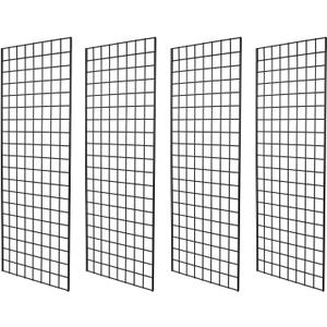 Heavy Duty Commercial Grade Gridwall Panels  Grid Panel for Any Retail Display, 2 Width x 5 Height, 4 Gridwall Panels Per Carton (Black Finish)