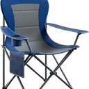 EVER ADVANCED High Back Folding Camping Chair Oversized and Fully Padded, Portable Quad Camp Lawn Chair Up to 400 lbs, with Cup Holder Armrest Carrying Bag