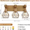 Gold Bathroom Vanity Light Fixtures, 3-Light Gold Bathroom Light Fixtures Over Mirror, Sconces Wall Lighting with Elegant Metal Lampshade for Living Room, Bedroom, Hallway