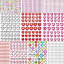 Heart Stickers Gem Stickers, 1190PCS Pink Self-Adhesive Blinger Hair Gems, Rhinestones for Nail Face, Decorative Stickers for Valentine's Day, Wedding, Craft