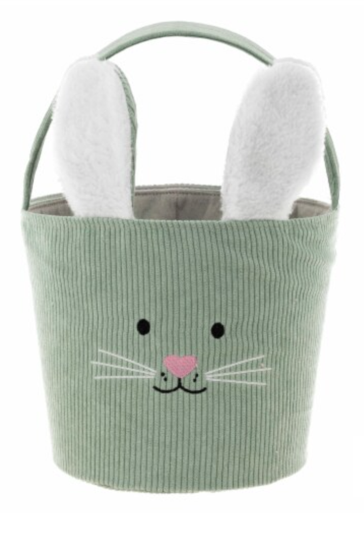 Holiday Home® Easter Corduroy Bunny Basket, Green, 3PCS