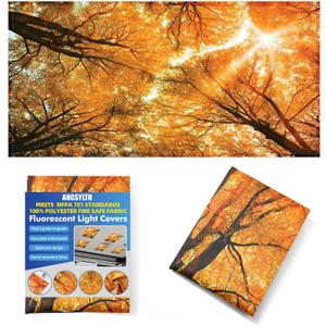 2 x Fluorescent Light Covers - Classroom Covers for Ceiling Lights, 1 PCS 4 x 2 Feet Magnetic Light Filters, Classroom, Office Decor (Autumn & Sunset)