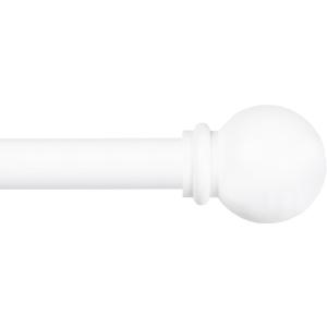 6 x Kenney Chelsea Ball End Window Curtain Rod, Adjustable Curtain Rod for Windows 28 to 48 Inches, Extendable Curtain Rod Set, White