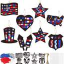 CJiangpo 24 Sets Independence Day Suncatcher Paper Craft Kits, DIY Stained Glass Effect Window Ornament Tissue Paper Art Craft for Kid 4th of July Patriotic Decors Classroom Activities Party Supplies