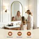 USHOWER Brushed Gold Arched Bathroom Mirror 24x36 Inch