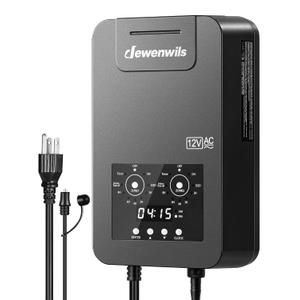 DEWENWILS 200W Low Voltage Landscape Transformer, 2 Zone Independent Control, 120V to 12V/14V AC, Outdoor Landscape Lighting Transformer with Timer & Photocell Sensor, Weatherproof
