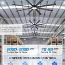 84 Inch Large Ceiling Fan with Light, Aluminum Blades, Black
10,718 CFM,82 RPM,Alexa & Smart App control,6 speeds,3 color temperatures,garage,gym,covered patio,DC motor