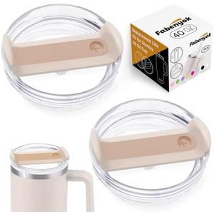 Fabenyok 40 OZ Tumbler Lid Replacement Fit for Stanley Cup, 1 Pack Clear Replacement Lids Fit for Stanley Travel Tumbler, Spill Proof Tumbler Covers for Stanley Cup Accessories (Clear - Rose Quartz)