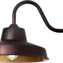 14 Inch Outdoor Gooseneck Barn Light Fixture with 14 in. Long Extension Arm, Wall Sconce Farmhouse, Vintage, Antique, Warehouse Garage Exterior Industrial Porch Light Fixture, Oil Rubbed Bronze