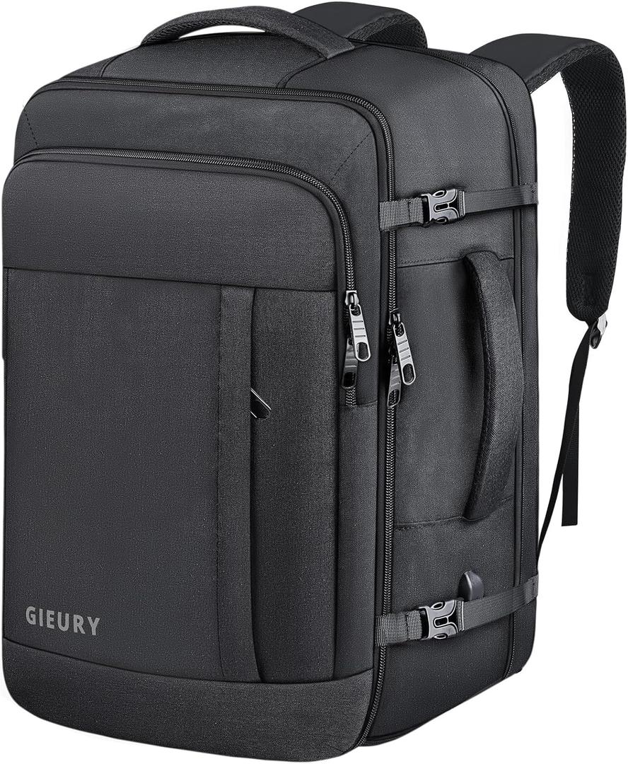Carry On Backpack, 50L Travel Backpack, Luggage Backpack TSA Flight Approved Laptop Backpack for Men & Women, Large Expandable Backpack 40L Daypack Lightweight Business Weekender Bag, Black (X-Large)