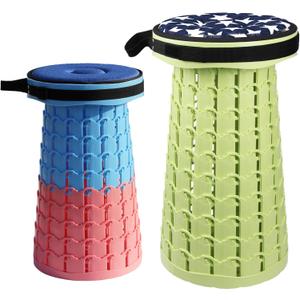 ALEVMOOM Upgraded Collapsible Stool with Thickened Cushion 18.1",600Lbs Max Weight Wider & Taller Pop Up Stool, Heavy Duty Portable Retractable Folding Chair or Travel Foot Rest for Camping & Outdoors (Fruit Green)