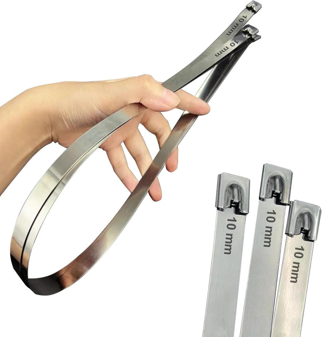 Metal Cable Zip Ties, 24inch Stainless Steel Wire Ties,550LBS Heavy Duty Self-Locking Strap Ties, Steel Cable Tie,Strength for Exhaust Wrap, Garden Ties, pipes, Poultry Fence 40PCS