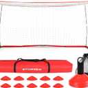 Storgem Soccer Goal, Soccer Net, Soccer Goals for Backyard, with Bow Frame, Collapsible Metal Base and 15 Training Cones (8x6x3Ft)