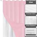 Inhousolu Boho Farmhouse Shower Curtain with Fabric Liner Set, Faux Linen Textured, 8 Metal Hooks Luxury Weighted Hem, Washable Wrinkle Free Bath Curtain for Hotel Bathroom 36" W x 72" L Pink