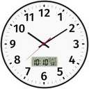 Foxtop 14 Inch Digital Wall Clock with Time, Day of Week and Temperature, Silent Non-Ticking Battery Operated Round Digital and Analog Black Wall Clock for Office Classroom Bedroom Home School