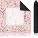 Sonwyoung 21.5 Inch Mini Chinoiserie Mahjong Mat for Travel Set Pink and Green Floral Mahjong Mat Cute Small Domino Accessories Gifts Domino and Tile Game Table