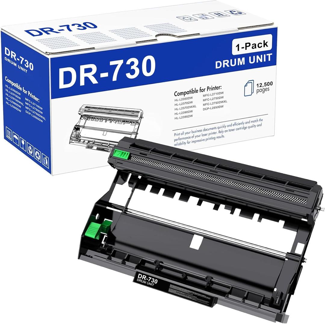 DR730 Drum Unit Replacement for Brother Printers | High-Yield Imaging Unit Compatible with MFC-L2710DW, MFC-L2750DW, HL-L2370DW, DCP-L2550DW & More (1 Pack, Toner Not Included)