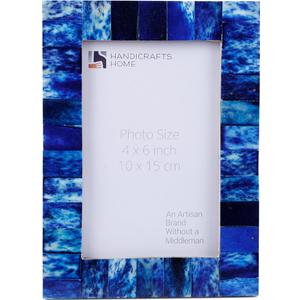 Handicrafts Home 4x6 Navy Blue Picture Frame Handmade Photo Frame for Home Decor, Coastal Wall Decor, Modern Decor, Christmas & Winter Decor, Rustic Bone Inlay Frames, Farmhouse Shelf & Living Room