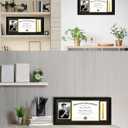 Diploma Frame with Tassel Holder, Fits 8.5x11 Inch Graduation Certificates and 5x7 Inch Photo, 11X22 Inch Black Picture Frame With Gold and Black Mat
