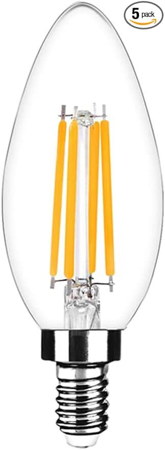 Bluex Bulbs Lighting E14 4W LED Filament Bulb Dimmable Vintage Edison Candle Light Bulb 3 Pack 2700K Warm White G45 Clear Glass Globe Lamp 400LM 40W Equivalent, AC 110V