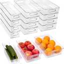 12 Pack Refrigerator Organizer Bins, 3 Sizes Stackable Clear Pantry Storage with Handles for Fridge, Freezer, Shelves, Drawer, Snack Organizer for Home & Kitchen