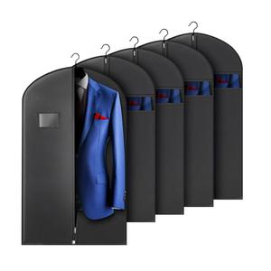 5 Pack 40-inch Suit Bag Garment Bag for Travel and Storage, Garment Bags for Hanging Clothes with Zipper and Visible Transparent Window, Black