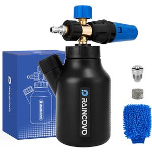 Foam Cannon for Pressure Washer Soap Attachment, Car Detailing Foam Cannon, Adjustable Snow Foam with 1/4 Quick Connect, 1 Liter Bottle with Measuring Cup, Additional 1.1 mm Orifice Nozzle