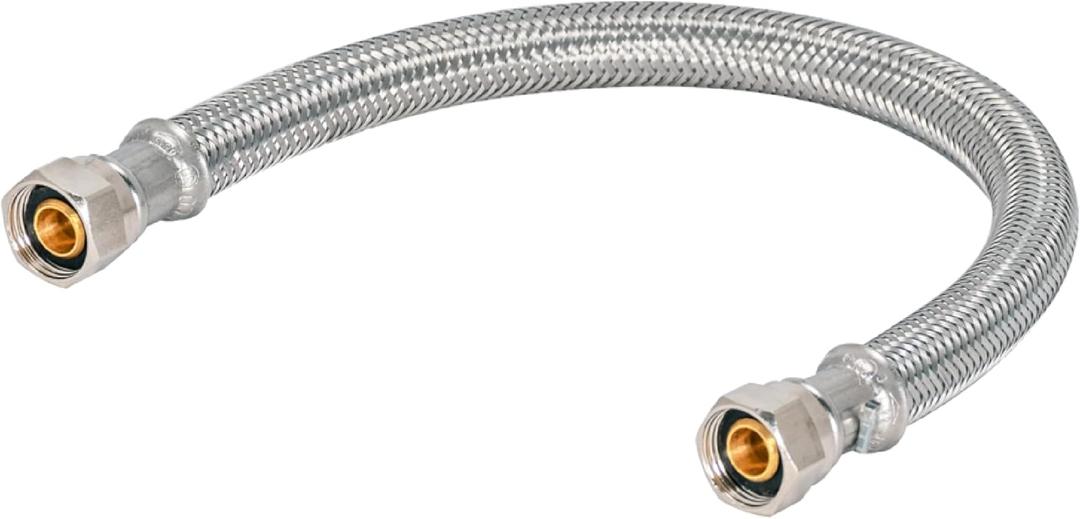 Eastman 16 Inch Steel-Flex Flexible Faucet Connector, 3/8 Inch x 3/8 Inch Compression Connection, Braided Stainless Steel Faucet Supply Line, 48074, Pack of 3
