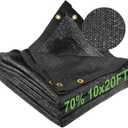Mklsit Garden 70% Shade Cloth, 10 x 20 FT Black Sun Shade Net, Mesh Sun Shade Tarp with Reinforced Brass Grommets, Sunblock Shade Cloths for Plants Cover, Greenhouse, Patio, Chicken Coop, Tomatoes