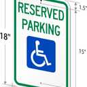 SmartSign (Pack of 4) 18 x 12 inch Federal Handicap Reserved Parking Sign, 120 mil Aluminum Composite (ACM), Engineer Grade Reflective Material, Blue/Green on White, Made in USA