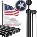 FFILY Heavy Duty Flag Pole, 25 FT 12 Gauge Extra Thick Aluminum Flagpole Kit for Outside House In Ground, 100MPH Wind Tested