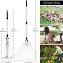 Buyplus Adjustable Garden Leaf Rake - 24 to 63 Inch Telescopic Metal Expandable Folding Leaves Rake, Metal Rake for Leaves, Yard Rakes for Lawn Yard, Flowers Beds, Black