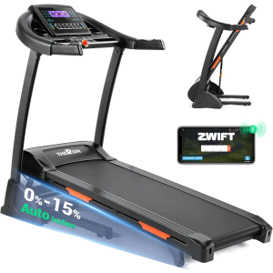 THERUN Incline Treadmill, Treadmills for Running and Walking, 300 lbs Weight Capacity Folding Treadmill with 0-15% Auto Incline, Wide Belt, 3.5 HP, App, Heart Rate