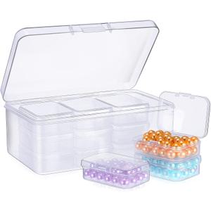 Blulu 12 Pieces Plastic Clear Storage Box Organizer with snap-tight closure latch Mini small Storage Containers Cases with Hinged Lid Hobby Modular Craft Supply Satchel (2.5 x 1.77 x 0.79 Inch)