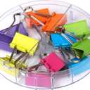 5 x Medium Sized Binder Clips with Clear Plastic Storage Container - 12 Pieces - Large