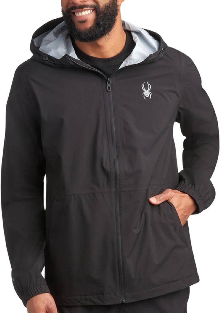 Spyder Mens Rain Jacket - Waterproof Lightweight Hooded Windbreaker, Outerwear Jacket for Golf, Hiking and Outdoor (medium)