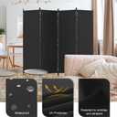 Room Divider, 4 Panel Folding Privacy Screen, 88 Portable Separating with 3 Metal Feet, Partition Room Dividers, Lightweight Freestanding Wall Divider Screen for Office Bedroom Hospital(Black)