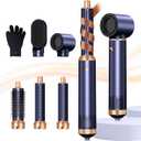 5 in 1 Hair Dryer Brush, Negative Ion Air Styler Wrap Hair Styler Upgrade Blow Dryer Brush Air Curler for Hair, Blowout Brush Set As A Gift for Straight/Curl/Drying/Smoothing (Blue)