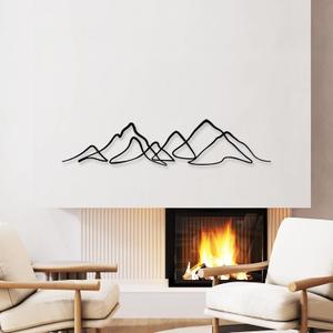 Rajukit Metal Mountain Wall Art - Modern Horizontal Mountain Silhouette Decor, Nature-Inspired Wall Sculpture for Above Bed, Outdoor & Living Room