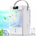 Portable Air Conditioners,1500 ML Portablel Air Cooler, 4 Wind Speeds& 2 Spray Modes Evaporative Air Cooler,Personal Cooling Fan with 2-6H Timer& 7 Color Night Light,Suitable for Home Office (White)