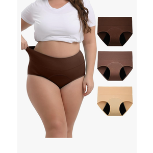 INNERSY Period Underwear for Women High Waisted Leak-Proof Postpartum Menstrual Panties 3-Pack 2XL