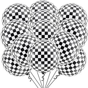 KatchOn, Black and White Checkered Balloons - 22 Inch, Pack of 12 | Race Car Balloons for Race Car Birthday Party Decorations | Racing Party Decoration | Checkered Party Decorations | Emo Party Decor