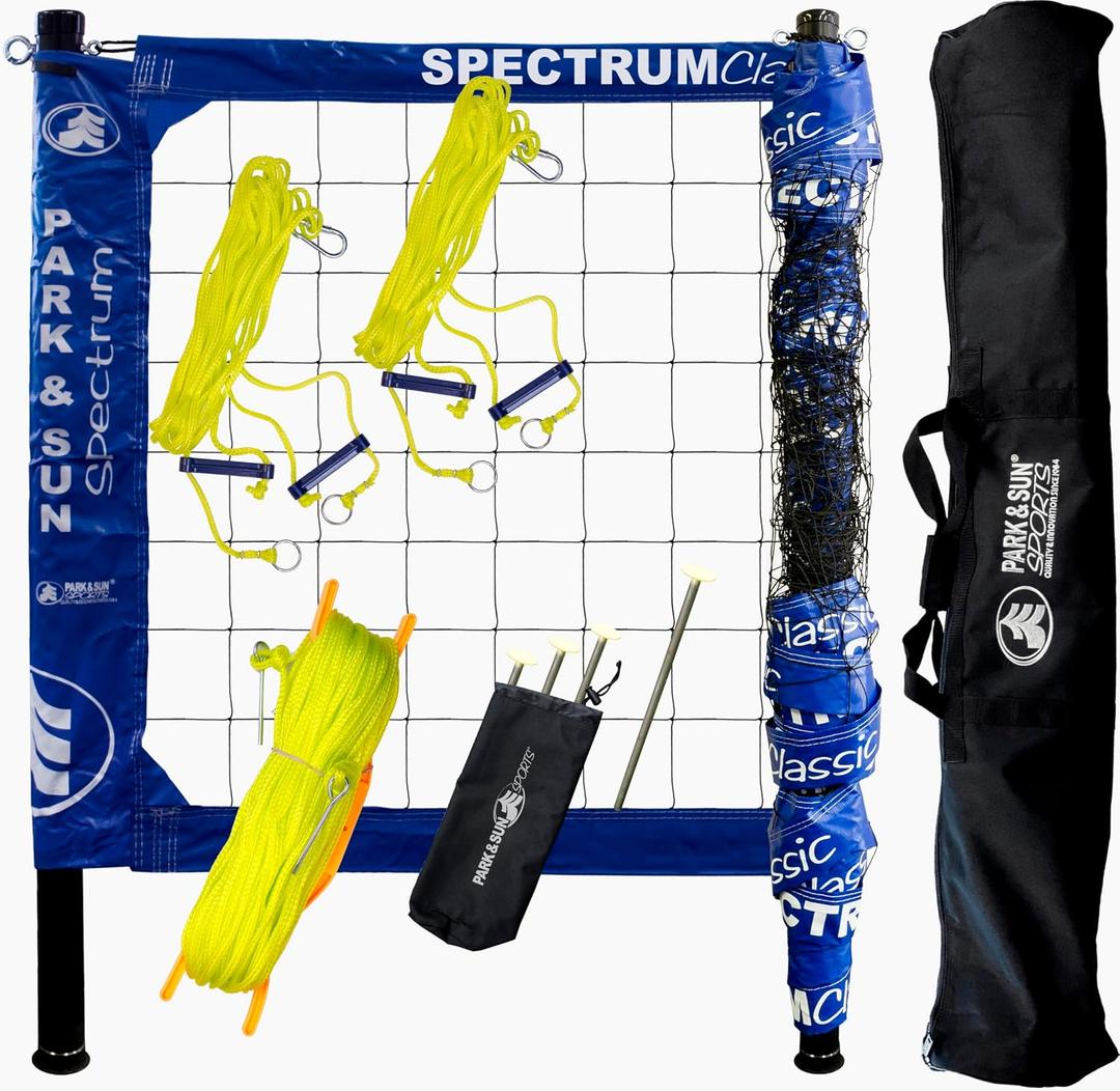 Park & Sun Sports Spectrum Classic: Adjustable Professional Outdoor Volleyball Net System, 32' L X 3' H Net With a 60' L X 30' W Boundary